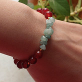 دستبند عقیق و سنگ آونتورین سبز